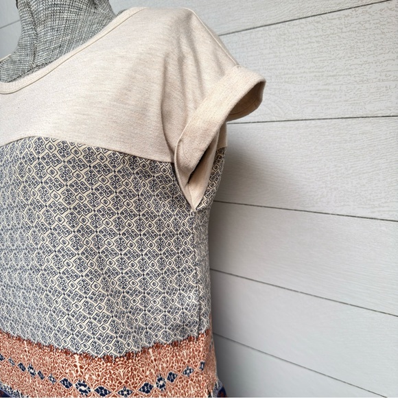 Rewind Colorblock Boho Short Sleeve Top | Size Small - Picture 9 of 9